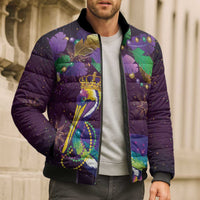 Faux Glitter Funny Mardi Gras Pelican Bomber Puffer Jacket Party Vibes - Wonder Print Shop