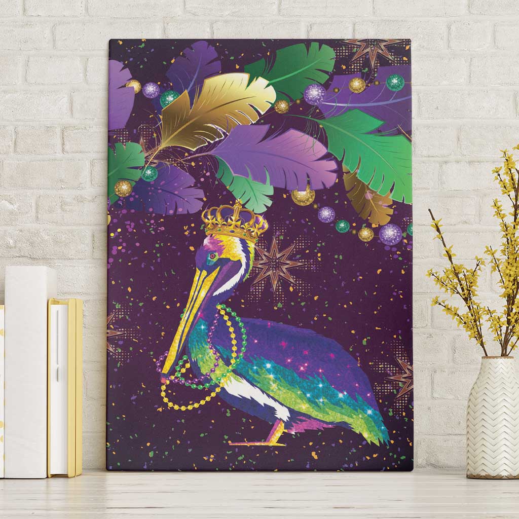 Faux Glitter Funny Mardi Gras Pelican Canvas Wall Art Party Vibes - Wonder Print Shop