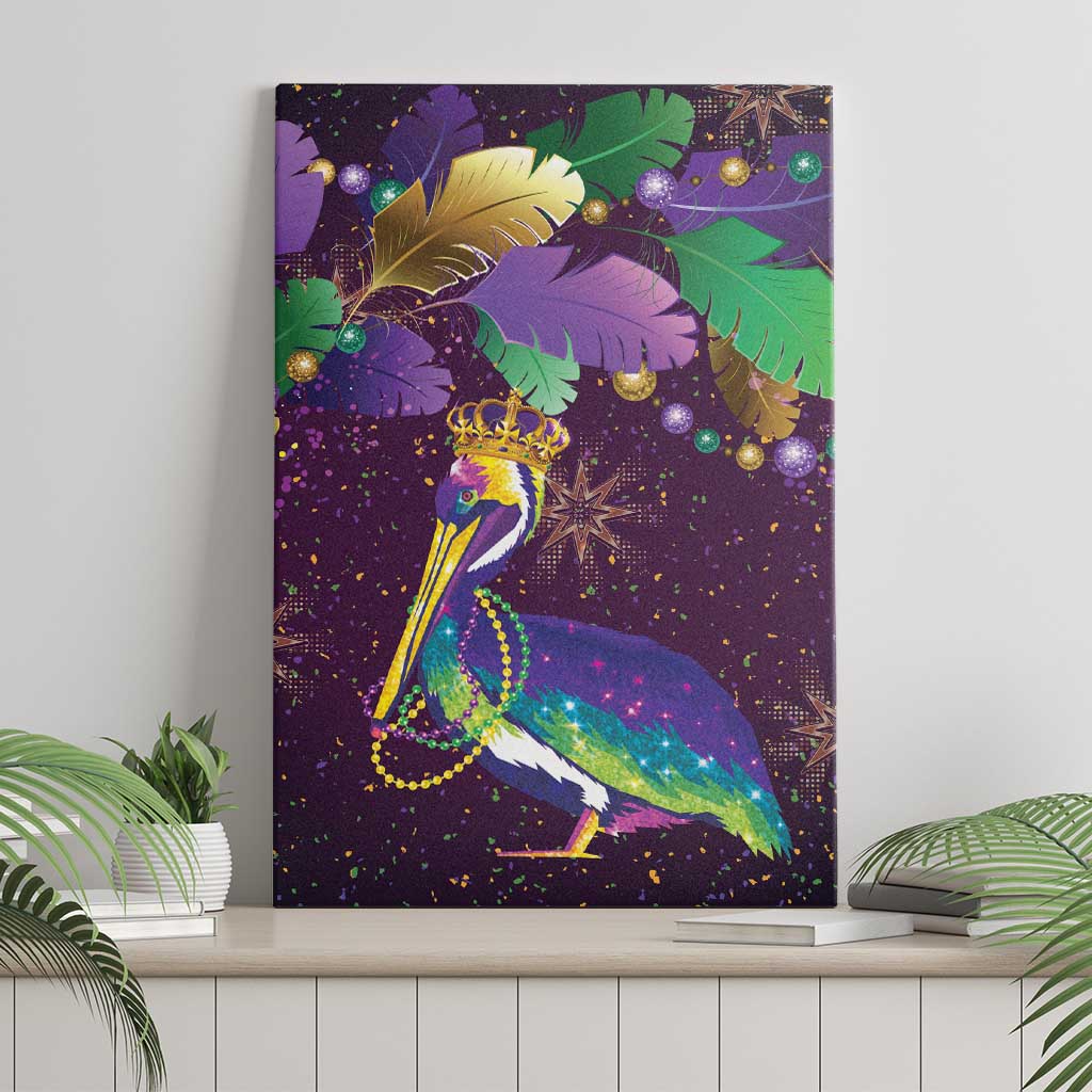 Faux Glitter Funny Mardi Gras Pelican Canvas Wall Art Party Vibes - Wonder Print Shop