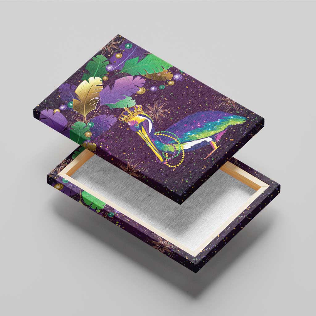 Faux Glitter Funny Mardi Gras Pelican Canvas Wall Art Party Vibes - Wonder Print Shop