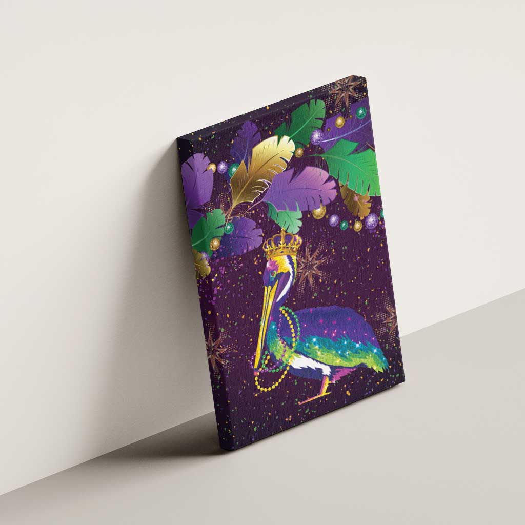 Faux Glitter Funny Mardi Gras Pelican Canvas Wall Art Party Vibes - Wonder Print Shop