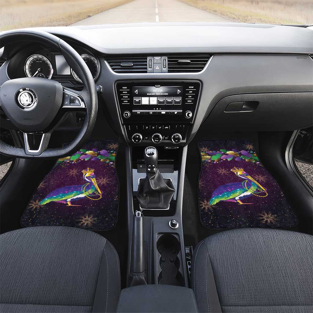 Faux Glitter Funny Mardi Gras Pelican Car Mats Party Vibes - Wonder Print Shop