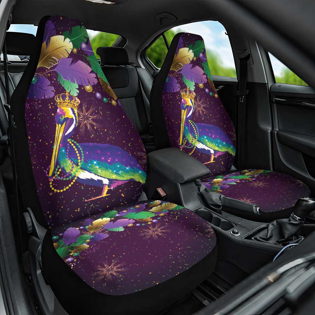 Faux Glitter Funny Mardi Gras Pelican Car Seat Cover Party Vibes - Wonder Print Shop
