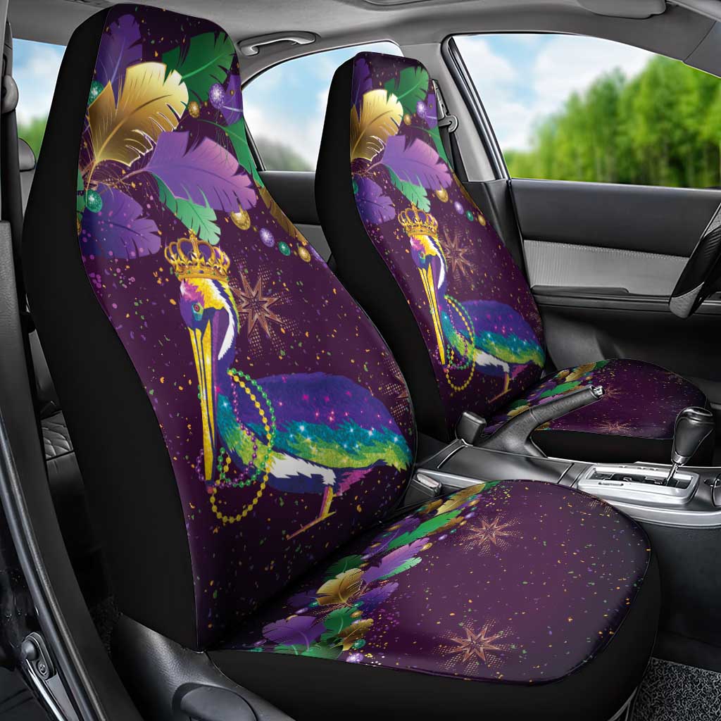 Faux Glitter Funny Mardi Gras Pelican Car Seat Cover Party Vibes - Wonder Print Shop