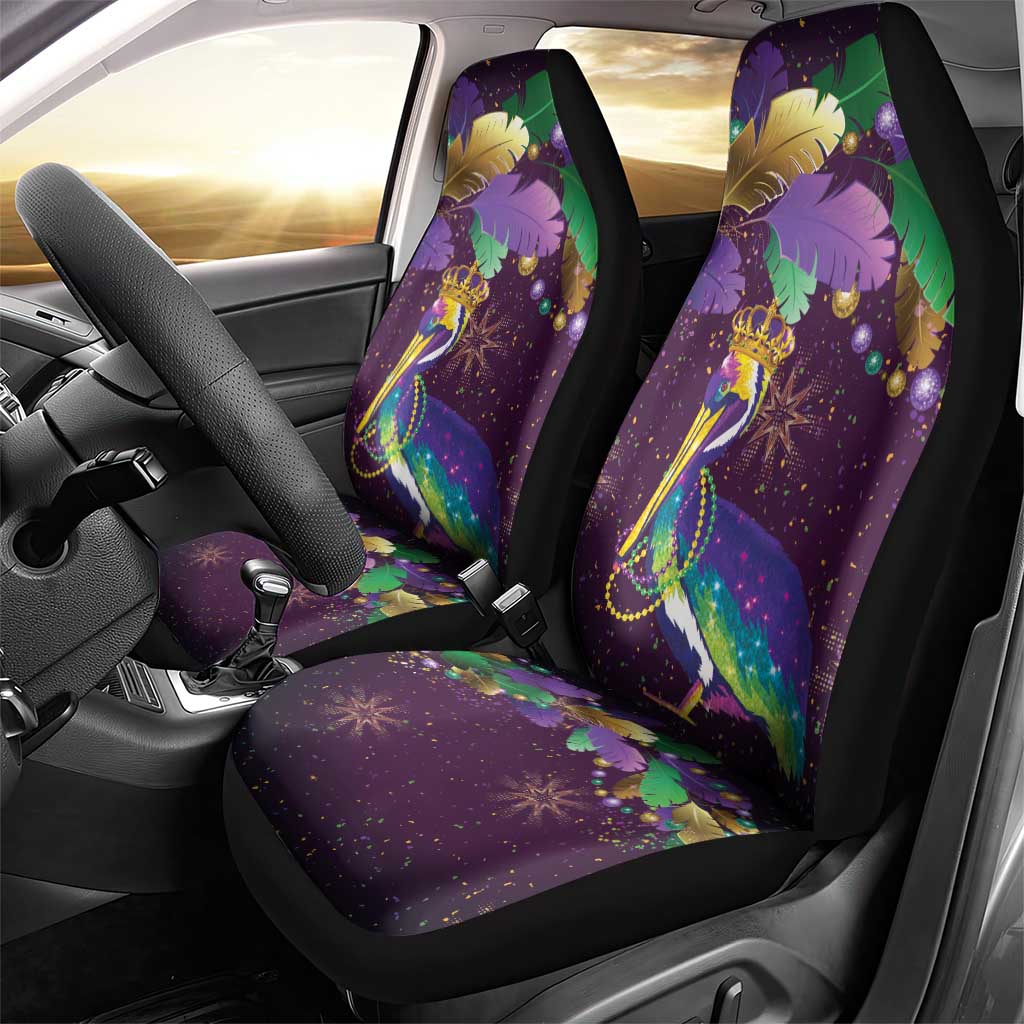 Faux Glitter Funny Mardi Gras Pelican Car Seat Cover Party Vibes - Wonder Print Shop