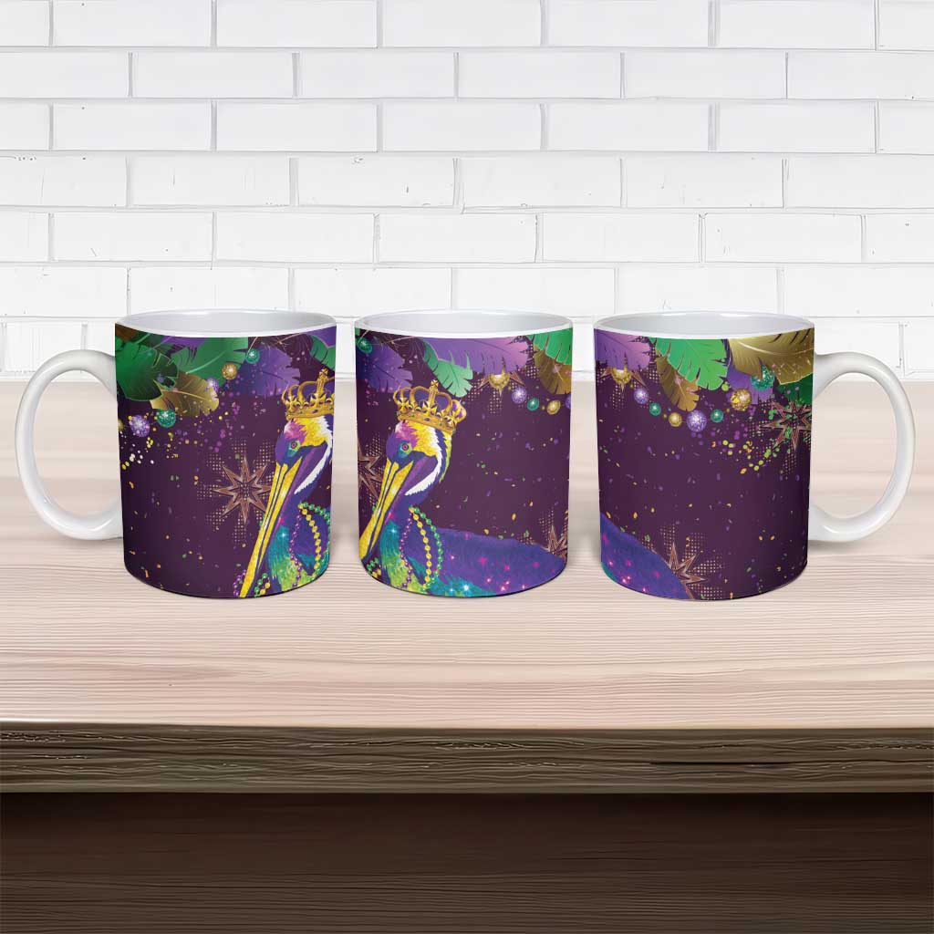 Faux Glitter Funny Mardi Gras Pelican Ceramic Mug Party Vibes - Wonder Print Shop