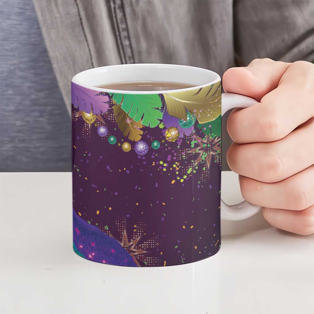 Faux Glitter Funny Mardi Gras Pelican Ceramic Mug Party Vibes - Wonder Print Shop