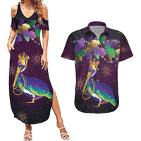 Faux Glitter Funny Mardi Gras Pelican Couples Matching Summer Maxi Dress and Hawaiian Shirt Party Vibes - Wonder Print Shop