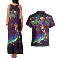 Faux Glitter Funny Mardi Gras Pelican Couples Matching Tank Maxi Dress and Hawaiian Shirt Party Vibes - Wonder Print Shop
