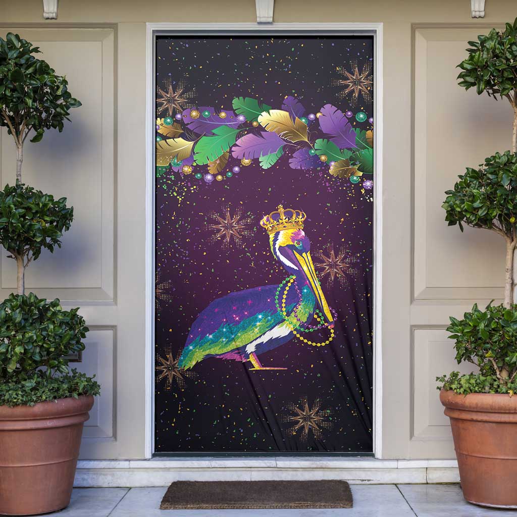 Faux Glitter Funny Mardi Gras Pelican Door Cover Party Vibes - Wonder Print Shop