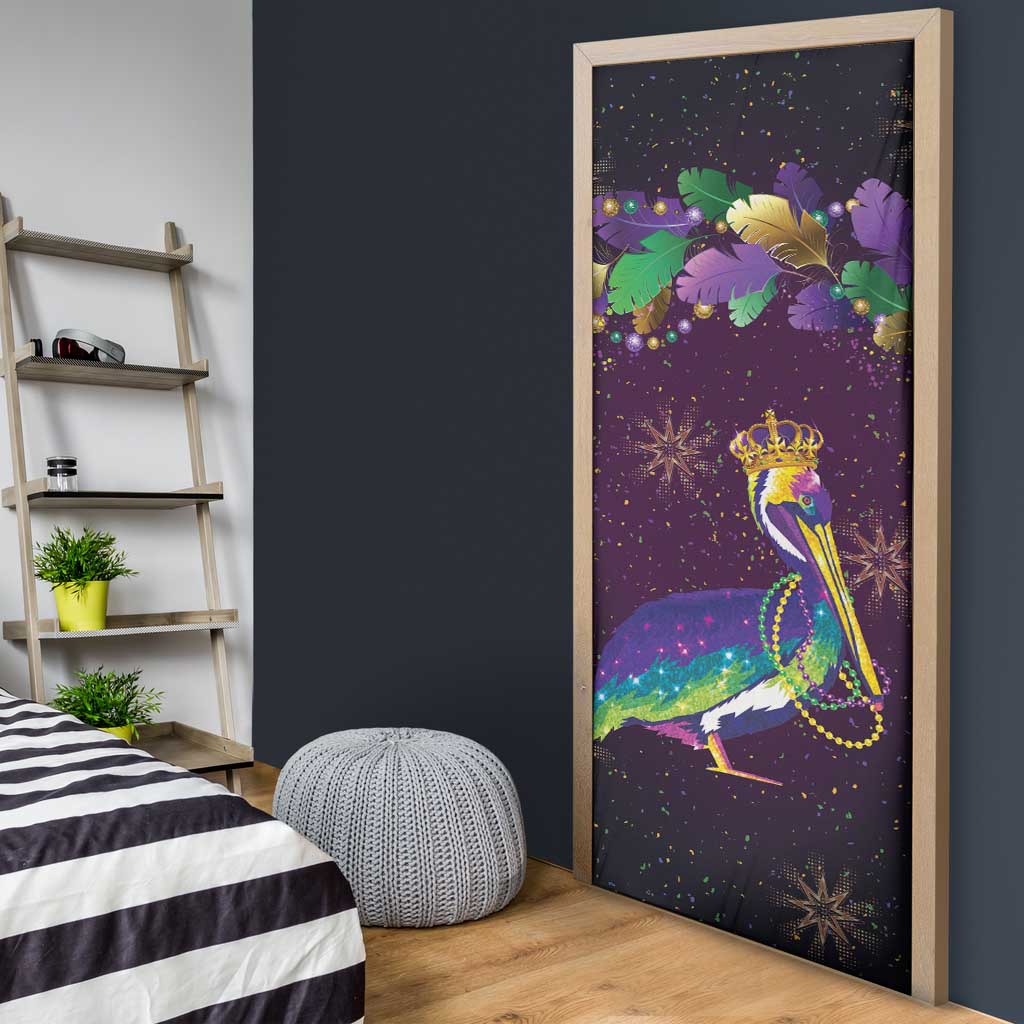 Faux Glitter Funny Mardi Gras Pelican Door Cover Party Vibes - Wonder Print Shop