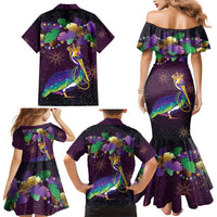Faux Glitter Funny Mardi Gras Pelican Family Matching Mermaid Dress and Hawaiian Shirt Party Vibes - Wonder Print Shop