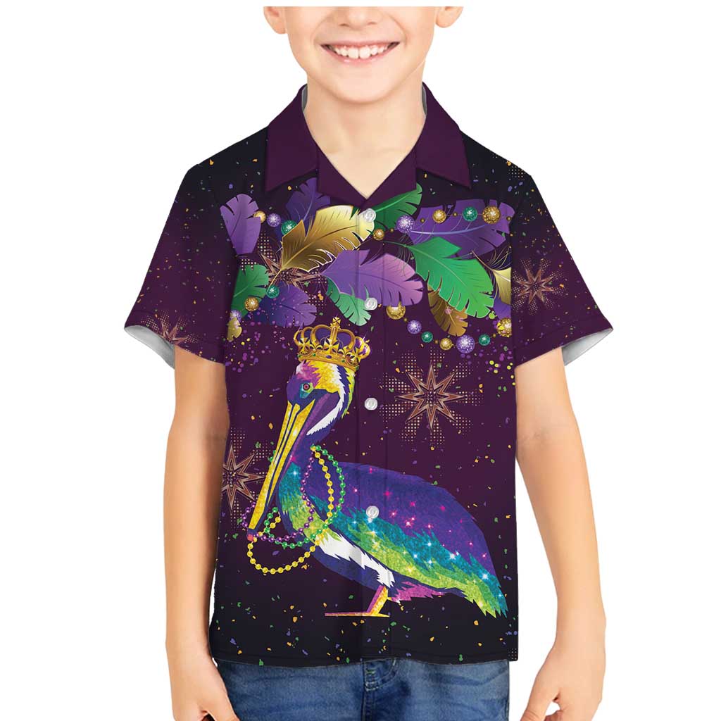 Faux Glitter Funny Mardi Gras Pelican Family Matching Mermaid Dress and Hawaiian Shirt Party Vibes - Wonder Print Shop