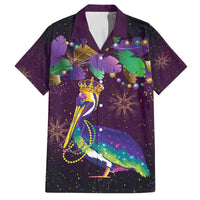 Faux Glitter Funny Mardi Gras Pelican Family Matching Off The Shoulder Long Sleeve Dress and Hawaiian Shirt Party Vibes - Wonder Print Shop