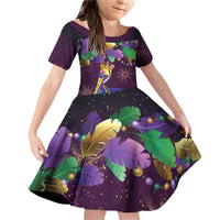 Faux Glitter Funny Mardi Gras Pelican Family Matching Off Shoulder Short Dress and Hawaiian Shirt Party Vibes - Wonder Print Shop
