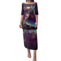 Faux Glitter Funny Mardi Gras Pelican Family Matching Puletasi and Hawaiian Shirt Party Vibes - Wonder Print Shop
