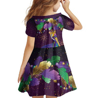 Faux Glitter Funny Mardi Gras Pelican Family Matching Short Sleeve Bodycon Dress and Hawaiian Shirt Party Vibes - Wonder Print Shop