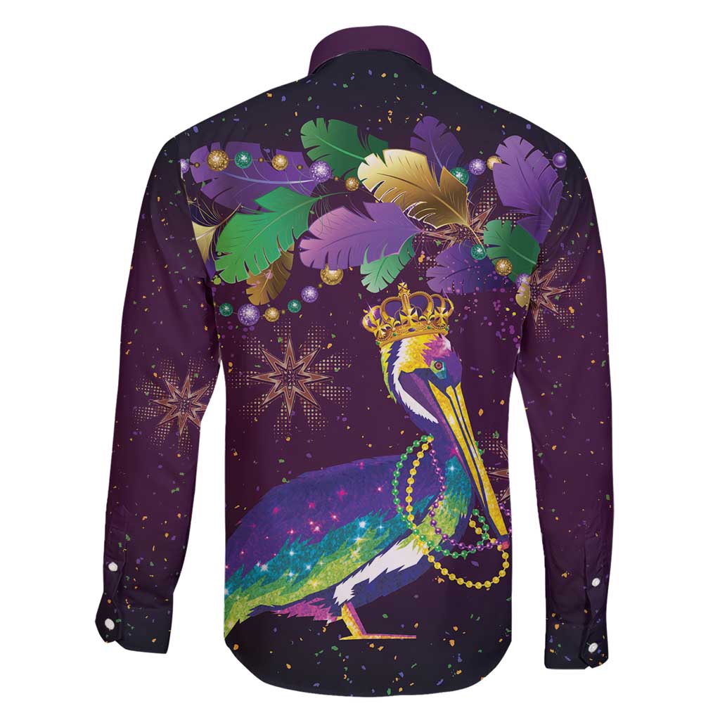 Faux Glitter Funny Mardi Gras Pelican Family Matching Short Sleeve Bodycon Dress and Hawaiian Shirt Party Vibes - Wonder Print Shop