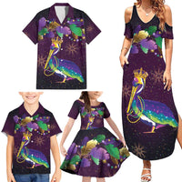 Faux Glitter Funny Mardi Gras Pelican Family Matching Summer Maxi Dress and Hawaiian Shirt Party Vibes - Wonder Print Shop