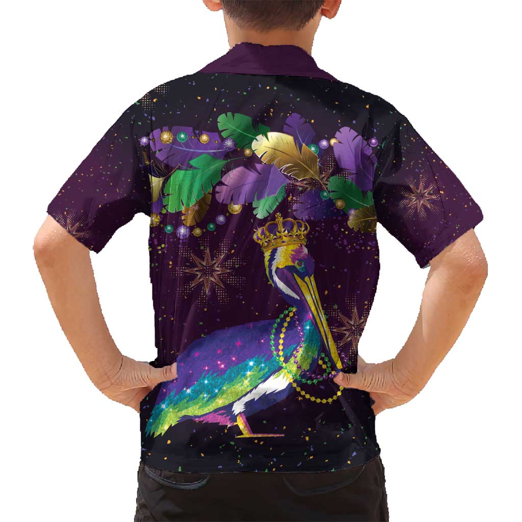 Faux Glitter Funny Mardi Gras Pelican Family Matching Tank Maxi Dress and Hawaiian Shirt Party Vibes - Wonder Print Shop