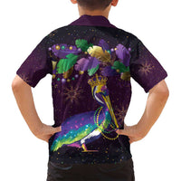 Faux Glitter Funny Mardi Gras Pelican Family Matching Tank Maxi Dress and Hawaiian Shirt Party Vibes - Wonder Print Shop