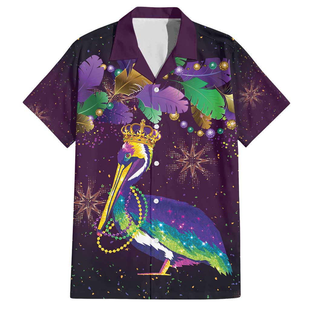 Faux Glitter Funny Mardi Gras Pelican Family Matching Tank Maxi Dress and Hawaiian Shirt Party Vibes - Wonder Print Shop