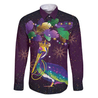 Faux Glitter Funny Mardi Gras Pelican Family Matching Tank Maxi Dress and Hawaiian Shirt Party Vibes - Wonder Print Shop