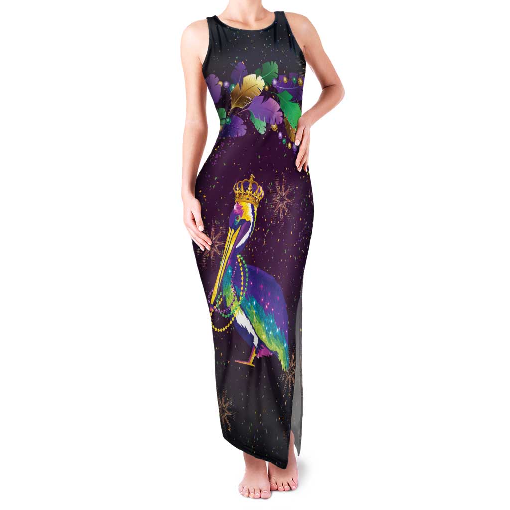 Faux Glitter Funny Mardi Gras Pelican Family Matching Tank Maxi Dress and Hawaiian Shirt Party Vibes - Wonder Print Shop