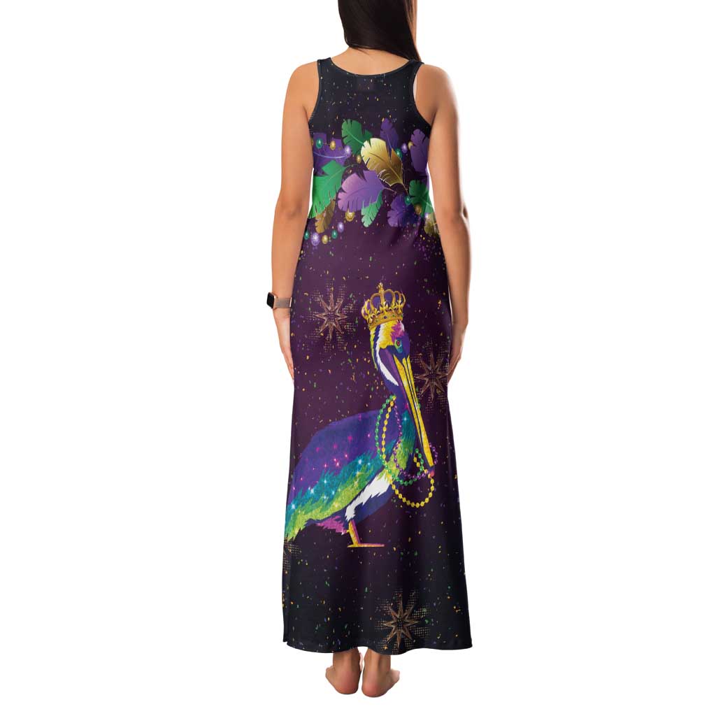 Faux Glitter Funny Mardi Gras Pelican Family Matching Tank Maxi Dress and Hawaiian Shirt Party Vibes - Wonder Print Shop
