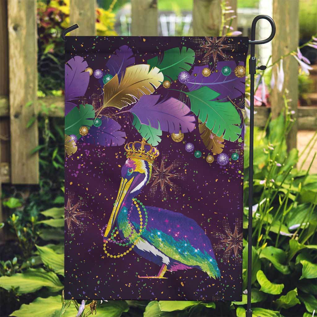 Faux Glitter Funny Mardi Gras Pelican Garden Flag Party Vibes - Wonder Print Shop