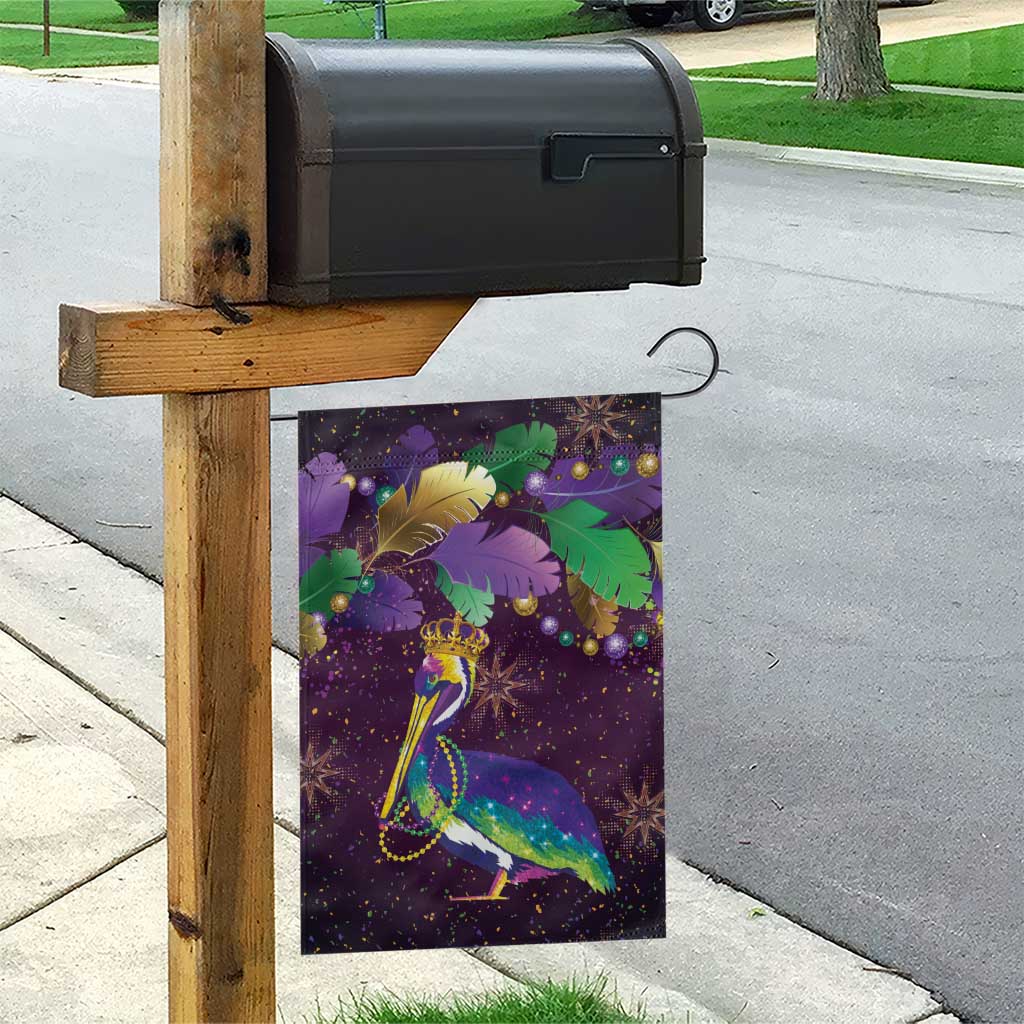 Faux Glitter Funny Mardi Gras Pelican Garden Flag Party Vibes - Wonder Print Shop