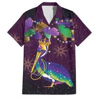 Faux Glitter Funny Mardi Gras Pelican Hawaiian Shirt Party Vibes - Wonder Print Shop