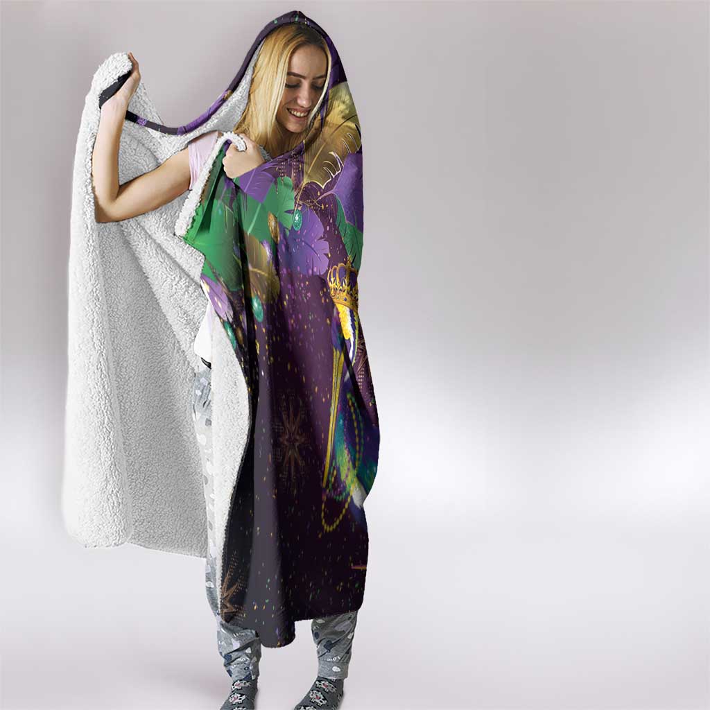 Faux Glitter Funny Mardi Gras Pelican Hooded Blanket Party Vibes - Wonder Print Shop