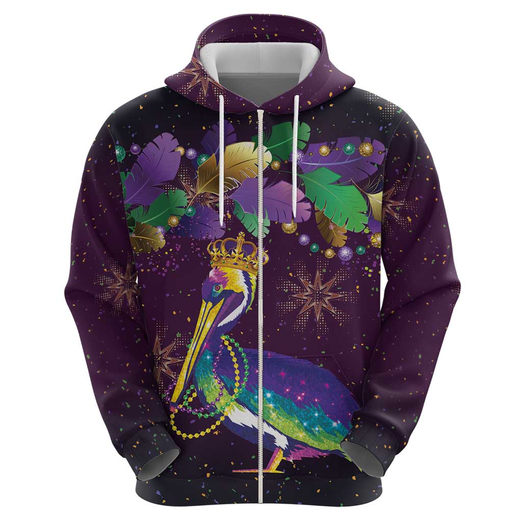 Faux Glitter Funny Mardi Gras Pelican Hoodie Party Vibes - Wonder Print Shop