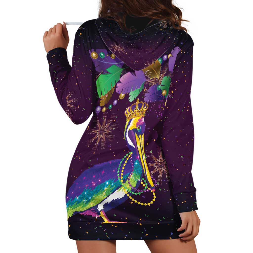 Faux Glitter Funny Mardi Gras Pelican Hoodie Dress Party Vibes - Wonder Print Shop