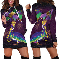 Faux Glitter Funny Mardi Gras Pelican Hoodie Dress Party Vibes - Wonder Print Shop