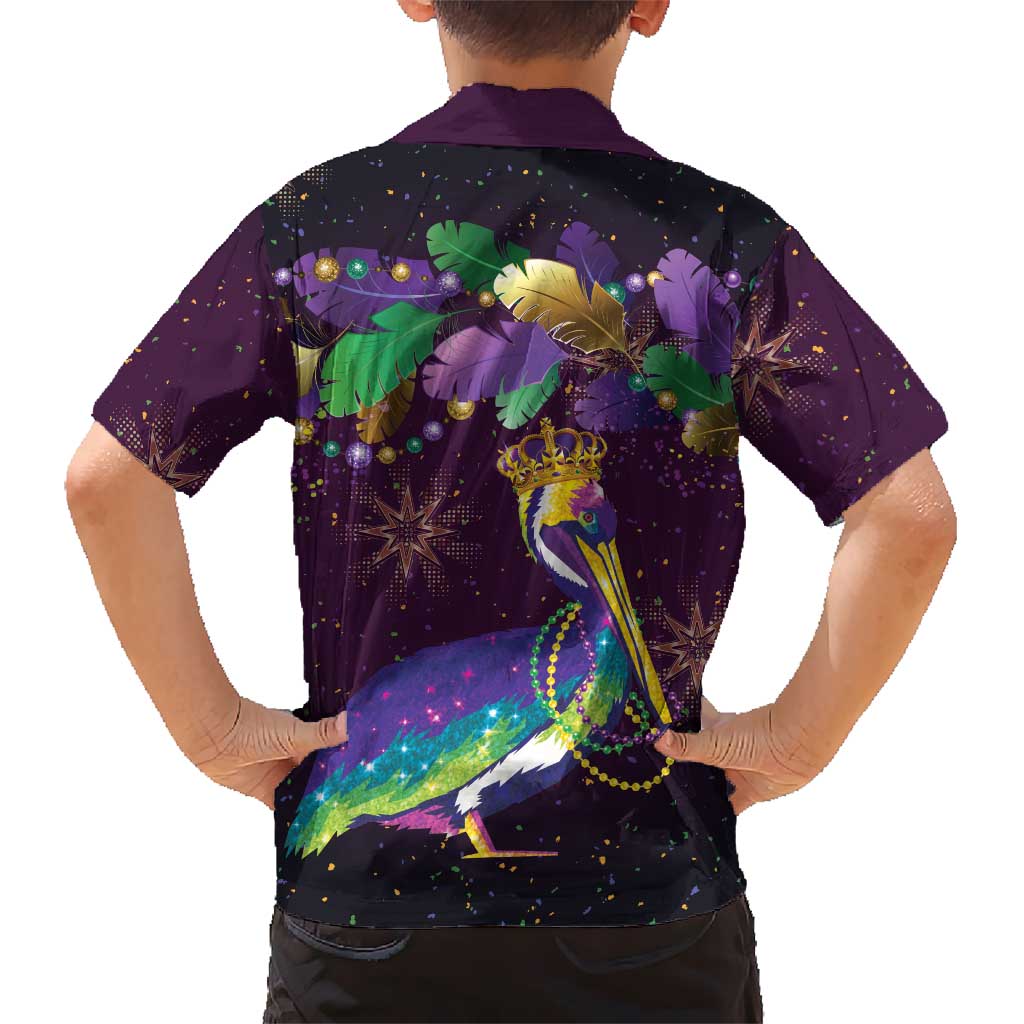 Faux Glitter Funny Mardi Gras Pelican Kid Hawaiian Shirt Party Vibes - Wonder Print Shop