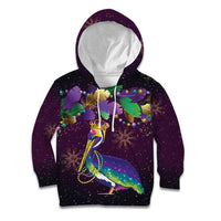 Faux Glitter Funny Mardi Gras Pelican Kid Hoodie Party Vibes - Wonder Print Shop