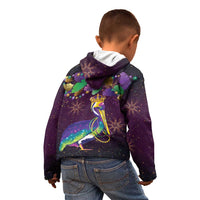 Faux Glitter Funny Mardi Gras Pelican Kid Hoodie Party Vibes - Wonder Print Shop