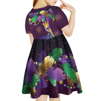 Faux Glitter Funny Mardi Gras Pelican Kid Short Sleeve Dress Party Vibes - Wonder Print Shop