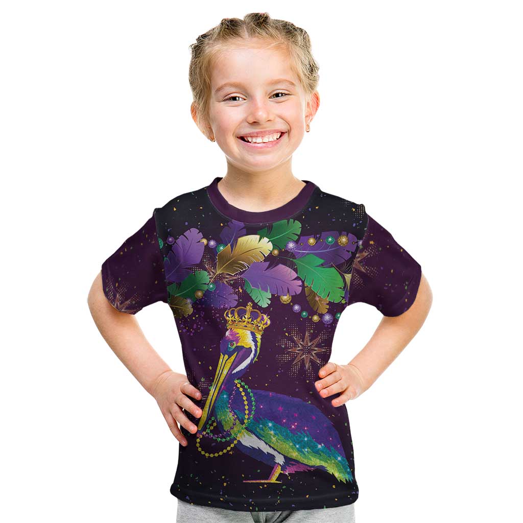 Faux Glitter Funny Mardi Gras Pelican Kid T Shirt Party Vibes - Wonder Print Shop