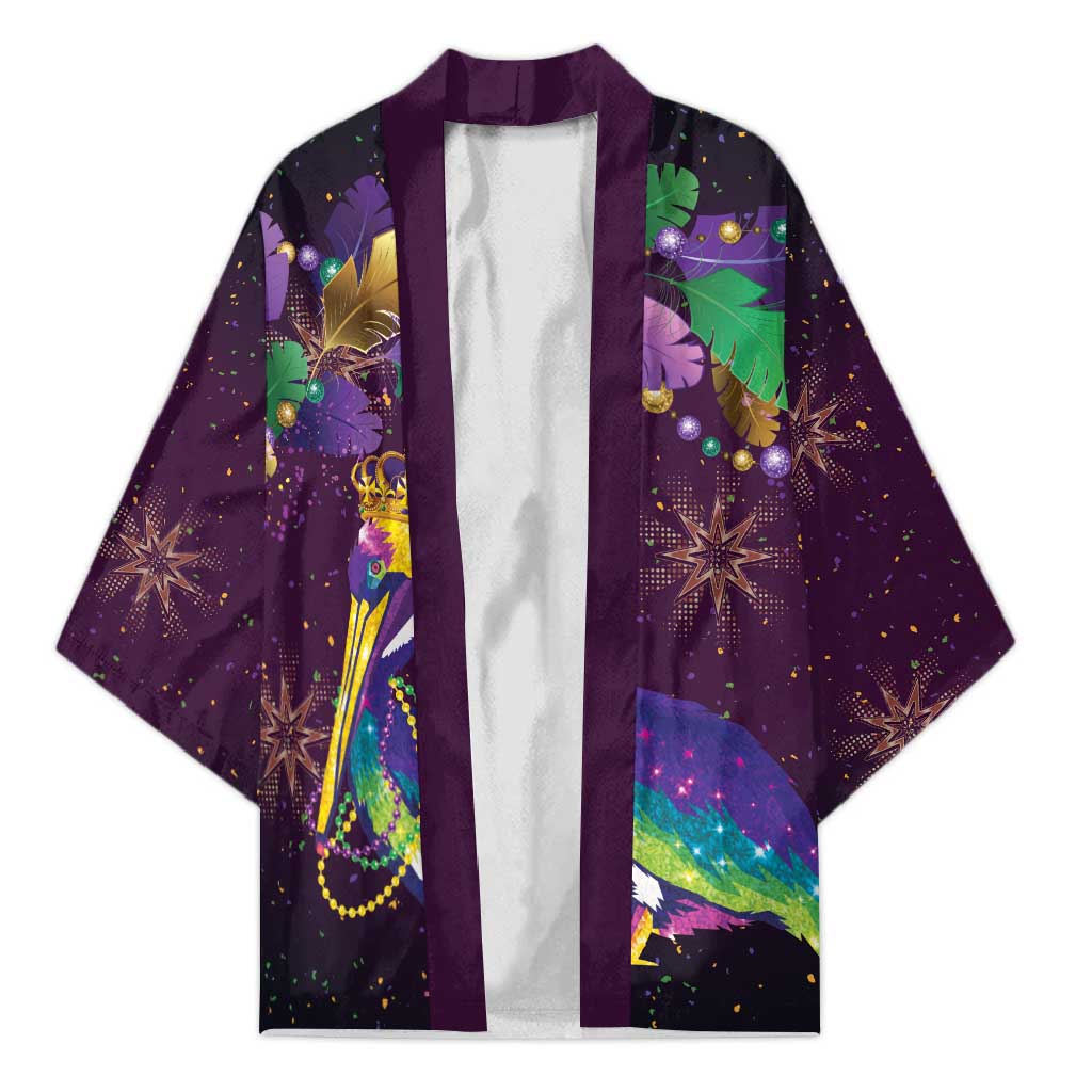 Faux Glitter Funny Mardi Gras Pelican Kimono Party Vibes - Wonder Print Shop