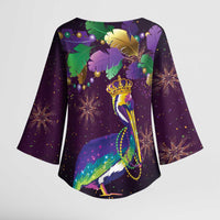 Faux Glitter Funny Mardi Gras Pelican Kimono Sleeve Blouse Party Vibes - Wonder Print Shop