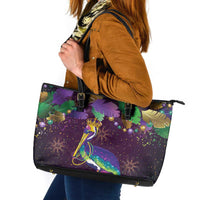 Faux Glitter Funny Mardi Gras Pelican Leather Tote Bag Party Vibes - Wonder Print Shop