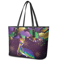 Faux Glitter Funny Mardi Gras Pelican Leather Tote Bag Party Vibes - Wonder Print Shop