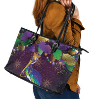 Faux Glitter Funny Mardi Gras Pelican Leather Tote Bag Party Vibes - Wonder Print Shop