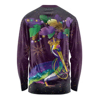 Faux Glitter Funny Mardi Gras Pelican Long Sleeve Shirt Party Vibes - Wonder Print Shop
