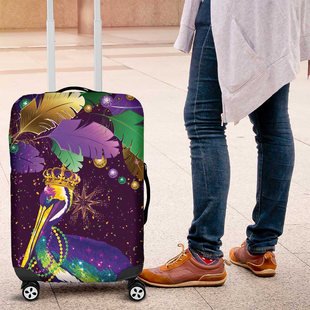 Faux Glitter Funny Mardi Gras Pelican Luggage Cover Party Vibes - Wonder Print Shop