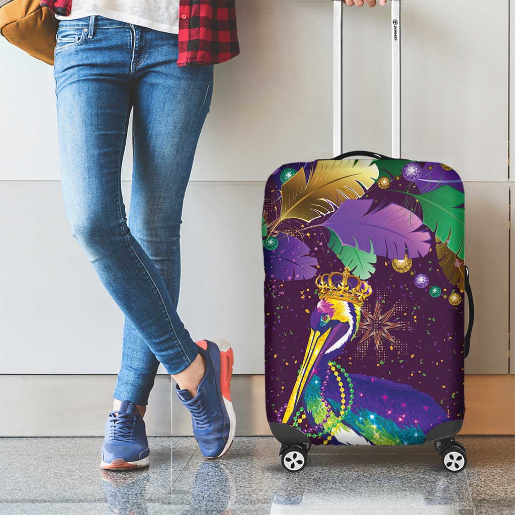 Faux Glitter Funny Mardi Gras Pelican Luggage Cover Party Vibes - Wonder Print Shop