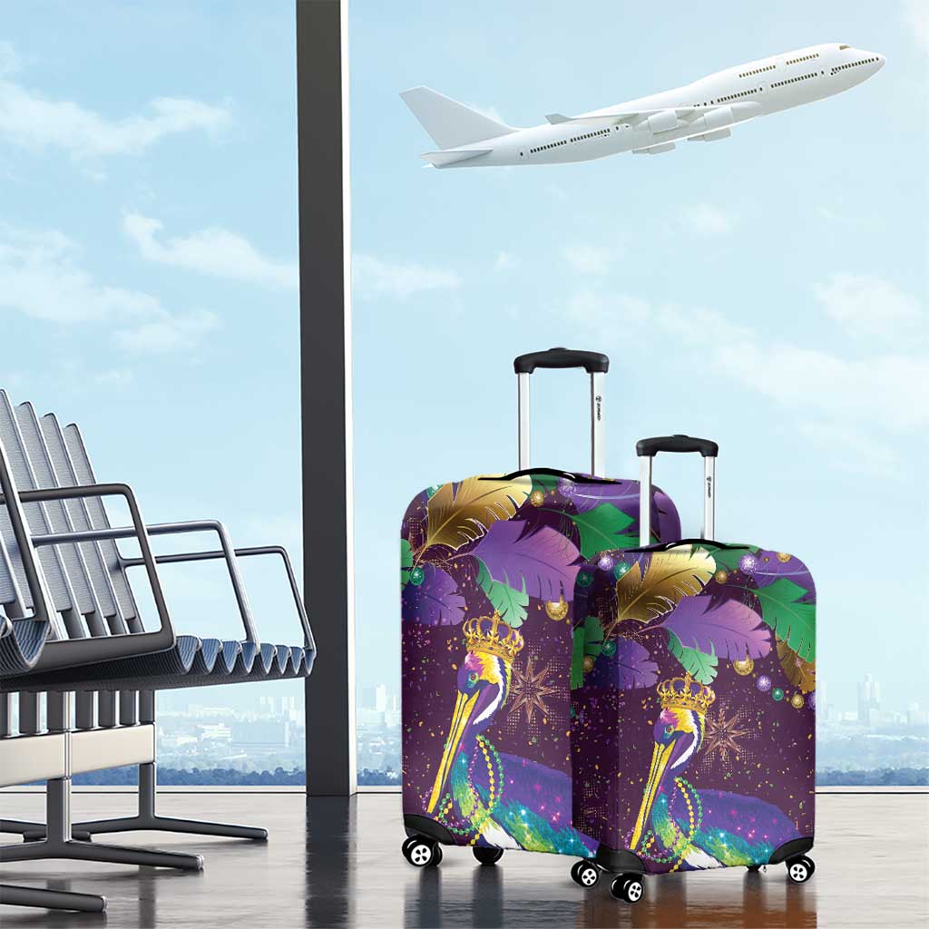 Faux Glitter Funny Mardi Gras Pelican Luggage Cover Party Vibes - Wonder Print Shop